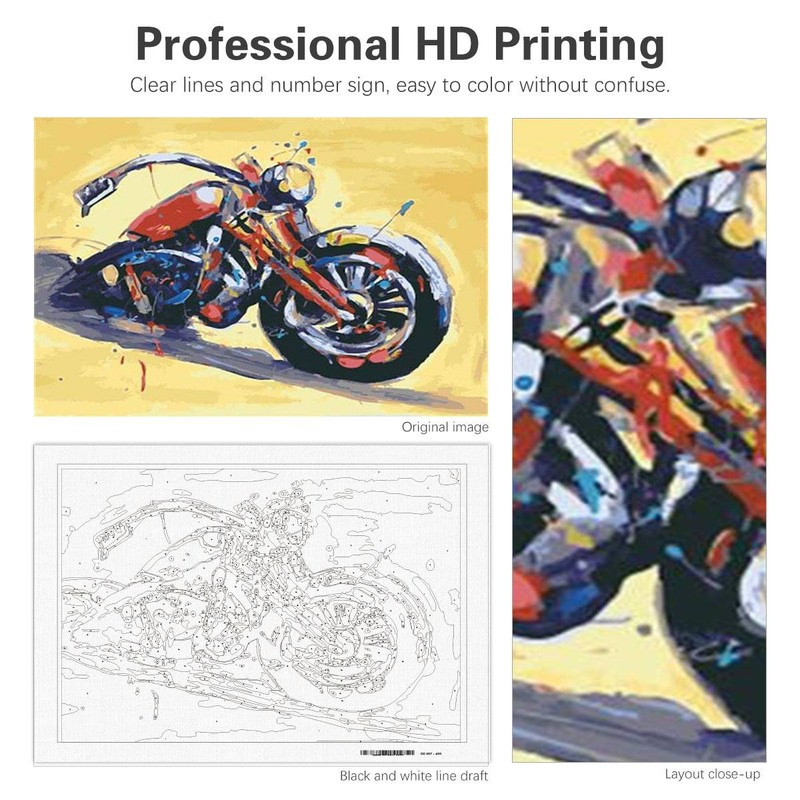 RUOPOTY Oil Paint By Numbers Kits Lærredsmaling Farvet tegning Motorcykel Maling Numbers Vægkunst_voghion.com