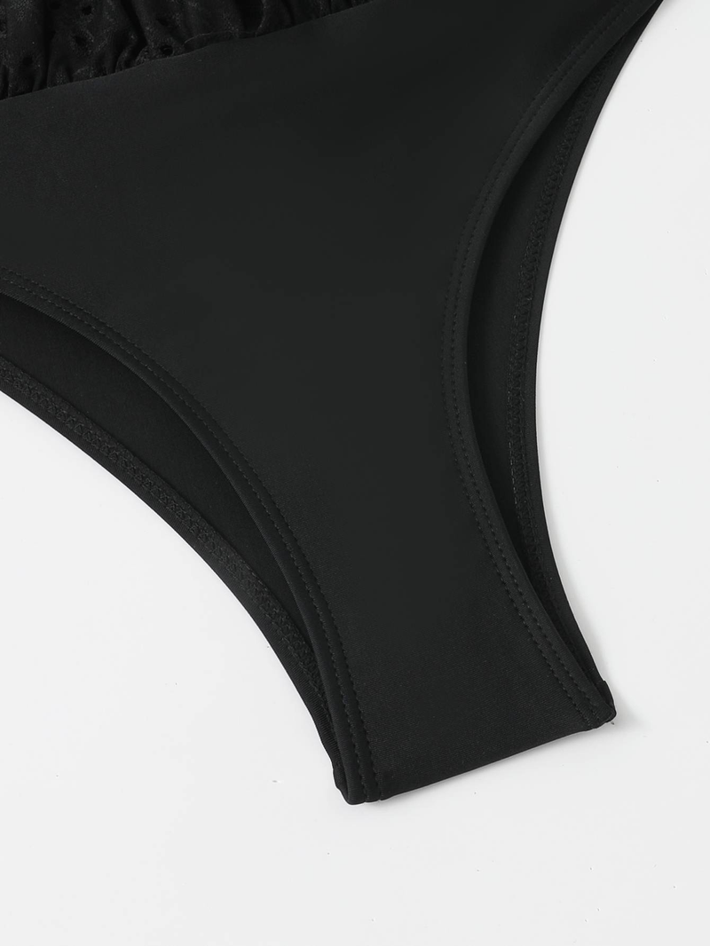 Maillot de bain fendu de style jupe conservatrice, tissu spécial de couleur unie, tenue de plage décontractée à la mode et amincissante_voghion.com