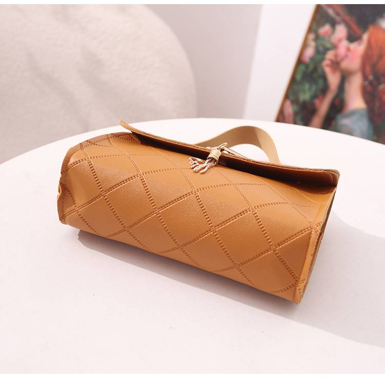 Borsa a mano in rilievo 2024 Borsa quadrata piccola classica semplice Borsa da donna Borsa a catena con nappa_voghion.com