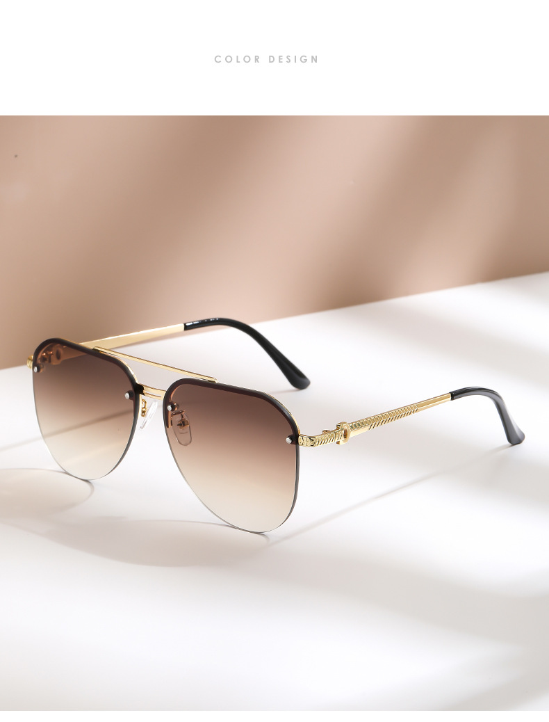 Männerbrëller Sonnebrëller mat Krottestäbchen, Pilotestil, Summer-Dammen-Anti-Uvt-Sonnebrëller, fortgeschratt Sonnebrëller_voghion.com