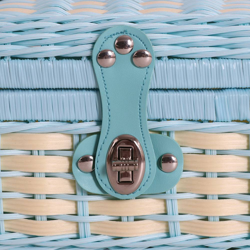 Boîte de rangement en rotin tressé fait main avec couvercle, panier de rangement pour cosmétiques, montres et bijoux_voghion.com