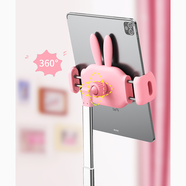 Clip Phone Stand For Desk, Adjustable Cute Bunny Phone Holder Hand-Free, 360 Rotation Mobile Phone Stands Compatible With Smartphones 4-7 Inch Devices_voghion.com