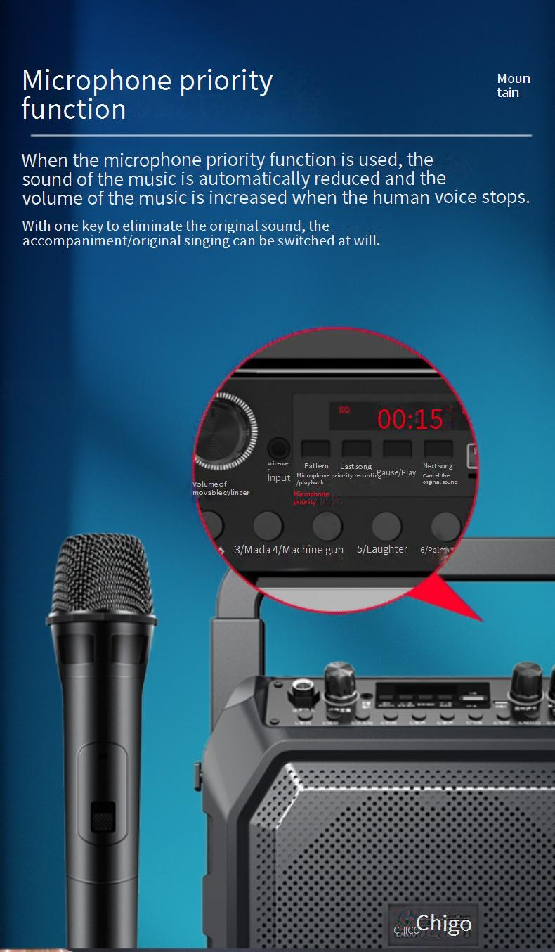 Portable Speakers Chigo Bluetooth Speaker Outdoor Portable Square Dance Speaker With High Volume And Microphone For Karaoke Stalls_voghion.com
