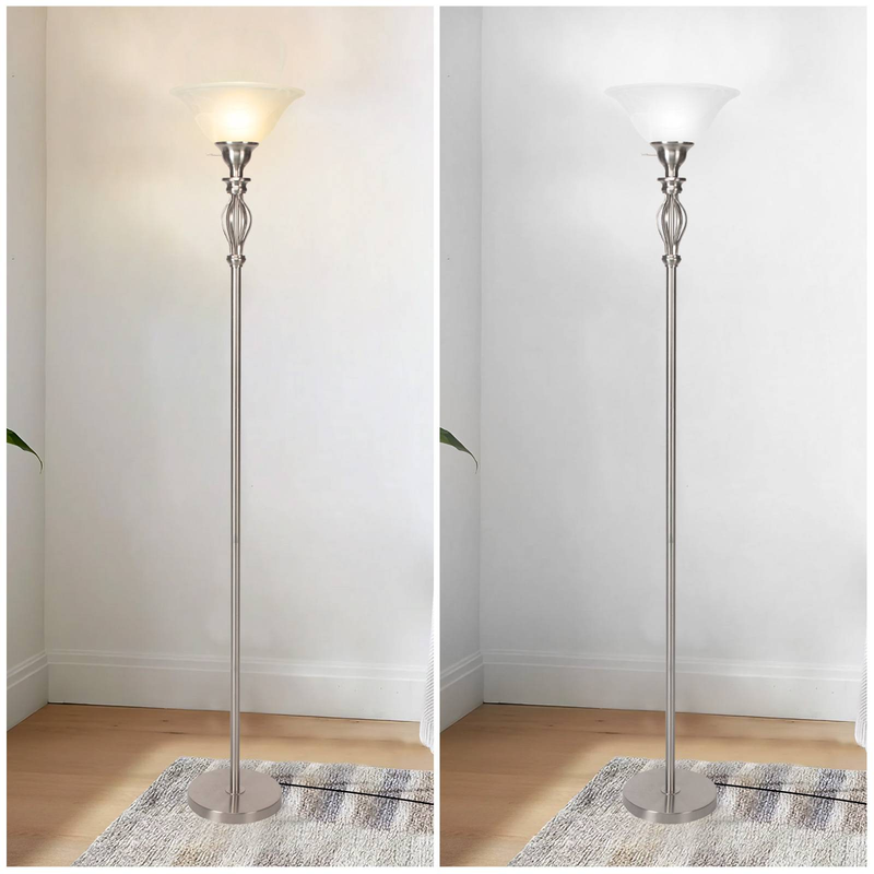 Lampada da terra Torchiere per soggiorno, lampada da terra con paralume in vetro alabastro bianco, lampada da terra angolare, lampada da terra a palo, elegante lampada da terra per camera da letto_voghion.com