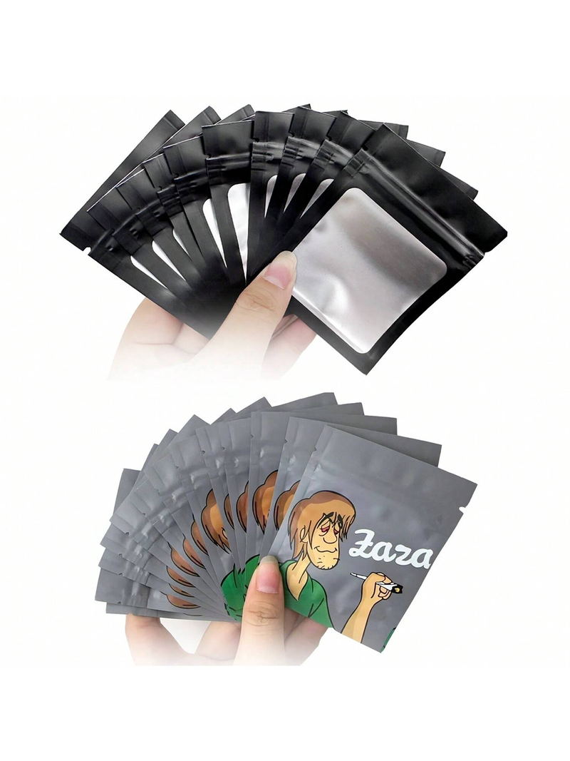Şeffaf Pencereli Tekrar Kapatılabilir Mylar Poşetler - Koku Geçirmez, Mat Siyah, Ayakta Duran Taban (2,8x3,6 İnç, 100'lü Paket)_voghion.com