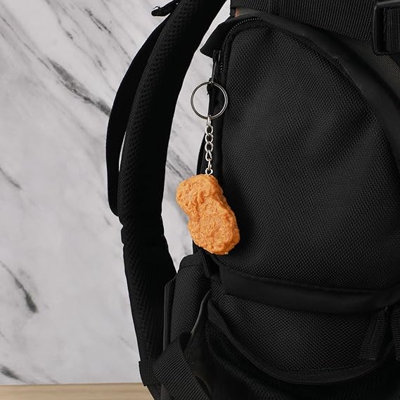 Simulated Chicken Block Keychain, Creative Food Imitation Keychain, Fun And Cute Fried Chicken Gold Nugget Keychain Suitable For Suitcases, Handbags_voghion.com