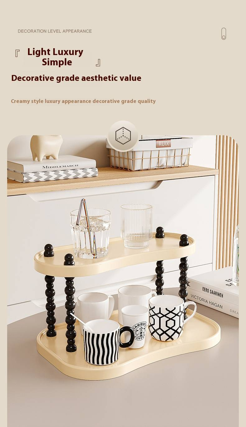 Multi-Functional Desktop Organizer – 2-Tier & 3-Tier Cup & Utensil Holder For Kitchen, Office, Bathroom (Round/Square/Wide, White)_voghion.com