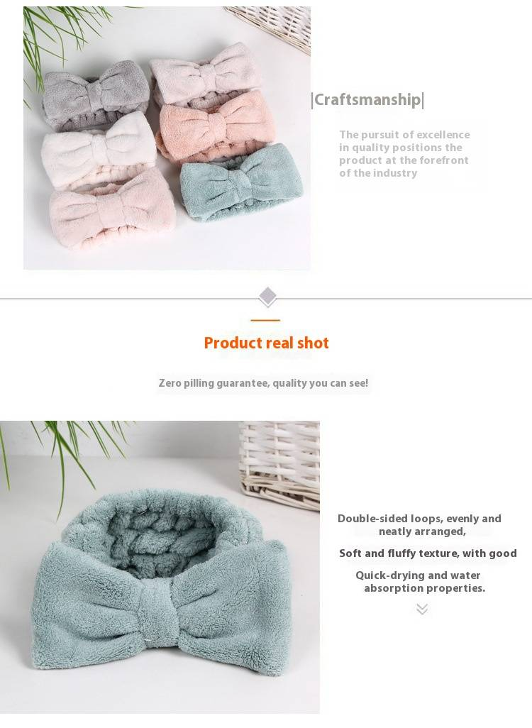 Unisex Ribbon Coral Fleece Headband – Soft Non-Slip Hair Wrap For Skincare & Makeup (Elegant Bow, Multi-Color Options)_voghion.com