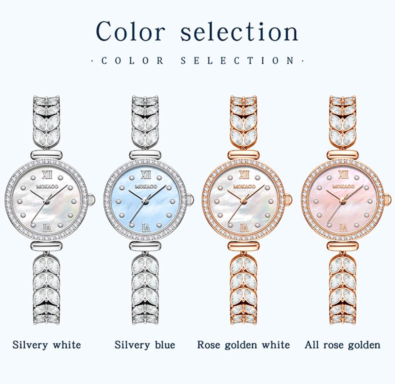 Orologio al quarzo minimalista ed elegante da donna: quadrante con cristalli, bracciale in lega, orologio da polso versatile con diamanti intarsiati._voghion.com