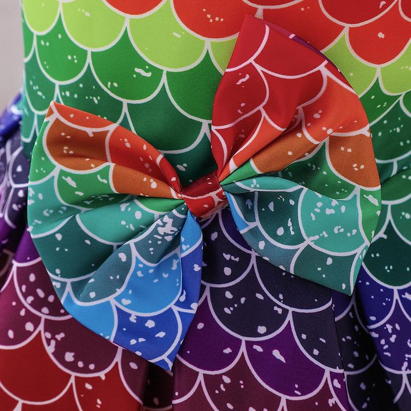 Vestito da sirena iridescente per bambine di Halloween - Abito da spettacolo in raso con maniche a palloncino per feste in maschera (70-120 cm)_voghion.com
