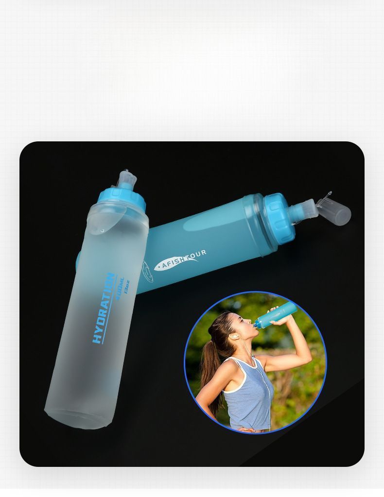 Tragbare Sport Camping Wandern Weiche Wasserflasche Faltbare Große Kapazität Fitness Radfahren_voghion.com