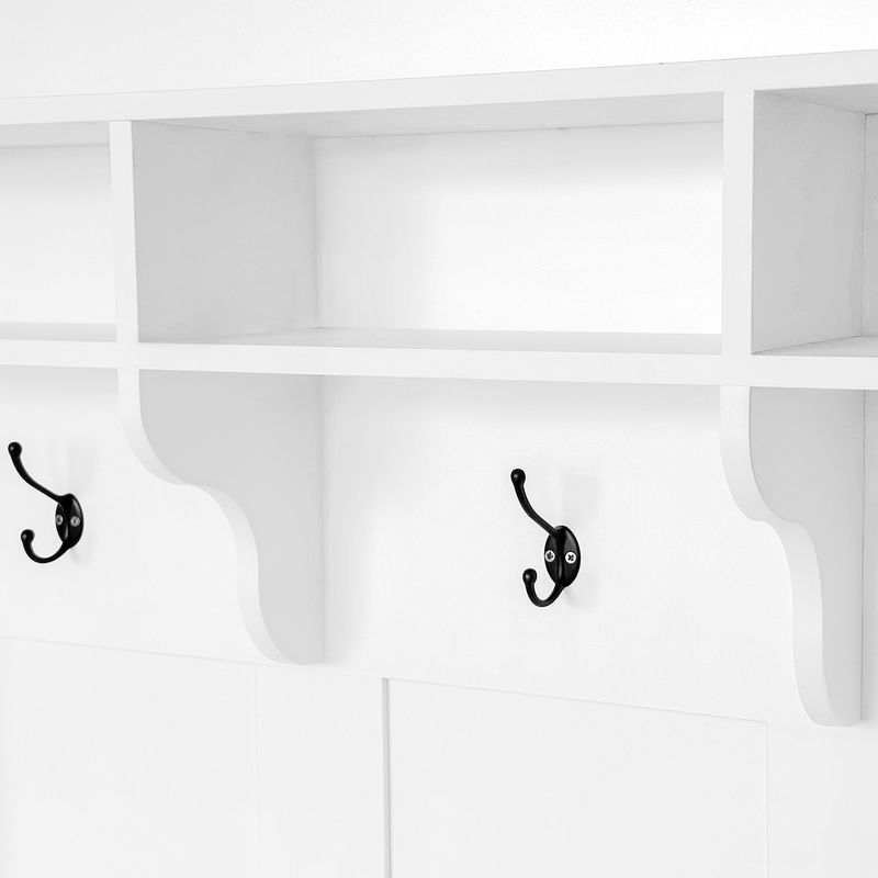 Garderoben-Set Mit Bank Und Schuhablage, 3 Haken, Stauraum, H190xB120xT40 Cm, Weiß_voghion.com