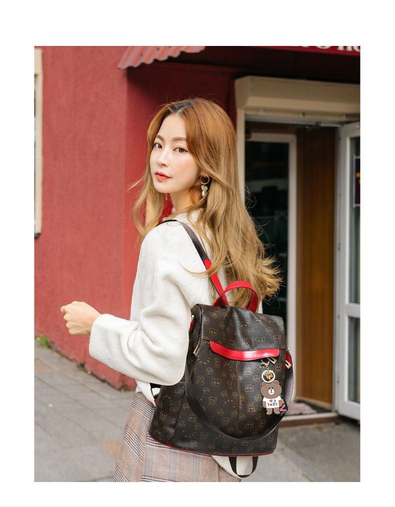 Andralyn skulder ryggsekk for kvinner Ny trendy koreansk versjon Allsidig mote student mykt skinn tegneserieryggsekk_voghion.com