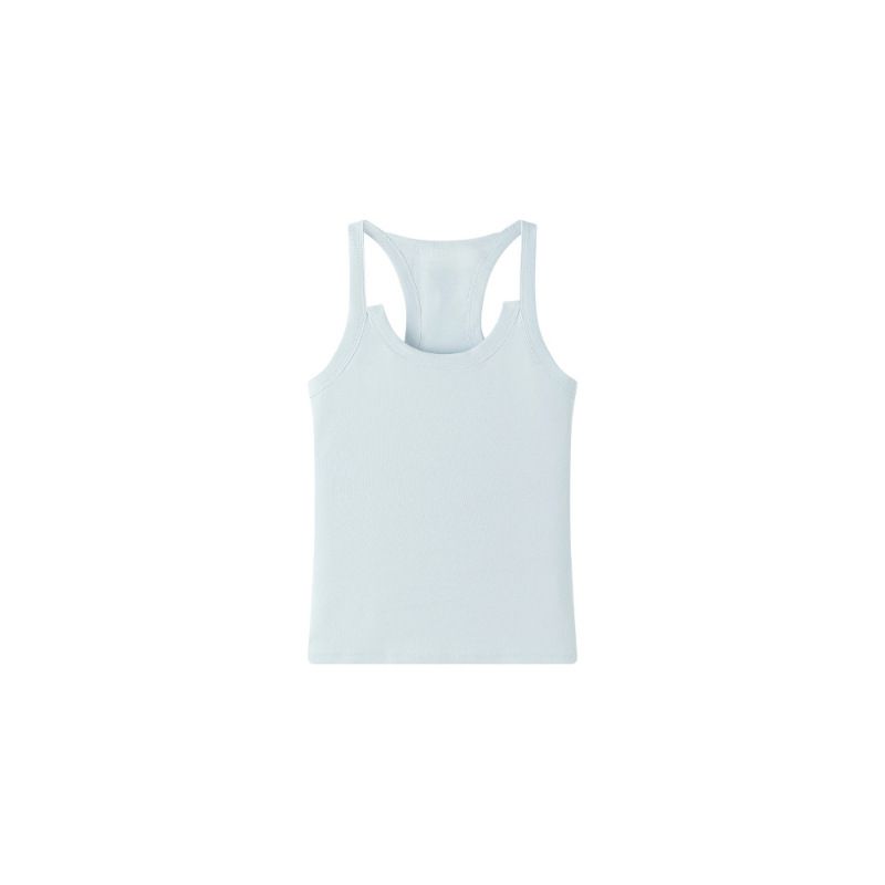 Longmei 2025 Summer New Nordic VKC Slim Basic Canotta con scollo a U e spalline sottili per donna_voghion.com