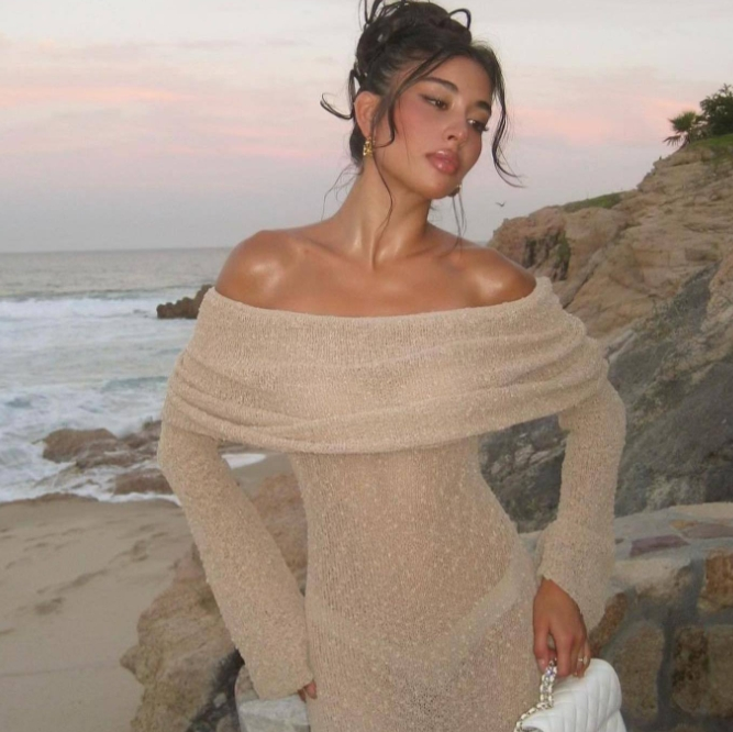 5 Farben europäischen und amerikanischen Stil Strand Urlaub sexy gestrickt ausgehöhlt A-Linie Hals langes Kleid Smock Sommer Mädchen_voghion.com