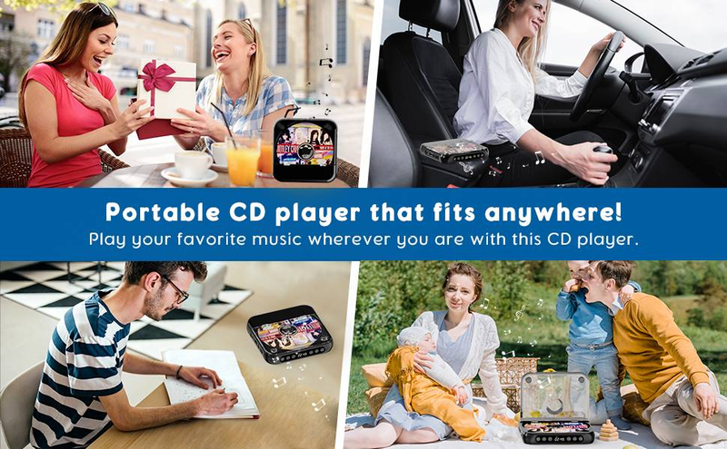 Byteuni Taşınabilir CD Çalar Bluetooth 5.3, Ev/Araba İçin Şarj Edilebilir Walkman CD Çalar, Dahili HiFi Hoparlörler, Kulaklıklar, CD/AUX/USB'yi Destekler_voghion.com
