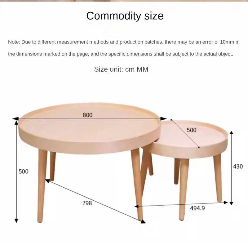 Nordic Style Round Coffee Table, Living Room Side Table, Birch Wood_voghion.com