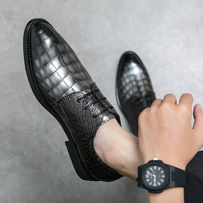 Men's Fashion Men's Shoes New Black Business Derby Shoes Lace-up Genuine Leather British Brown Banquet Dress Wedding Leather Shoes_voghion.com