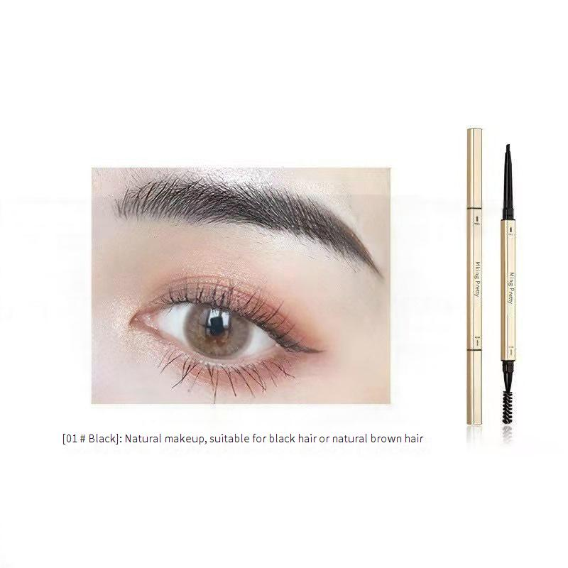 Matita per sopracciglia a forma di barra d'oro piccola, matita triangolare naturale a doppia testa, anti-sudore, a lunga durata, anti-sbavatura, ultra fine_voghion.com
