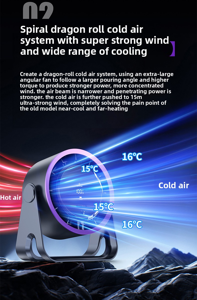 Ventilateur de bureau, chargement USB, affichage numérique, silencieux, pour bureau, dortoir, vent fort, petit format_voghion.com