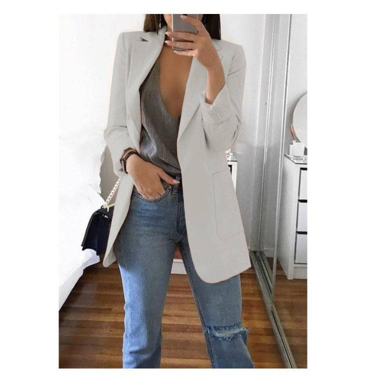 Blazer con cardigan a maniche lunghe e tasche unite_voghion.com