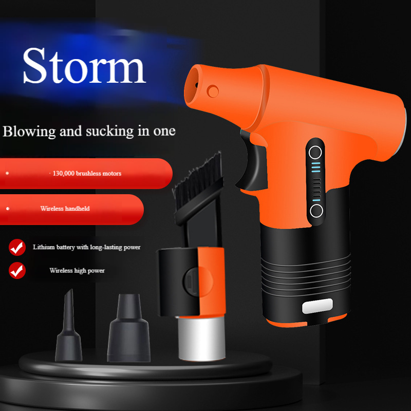 13W RPM Turbo Handheld Fan With Rechargeable Battery - Powerful Portable Blower For Camping, Outdoor & Home Use (Grey/Orange/Yellow/Green)_voghion.com