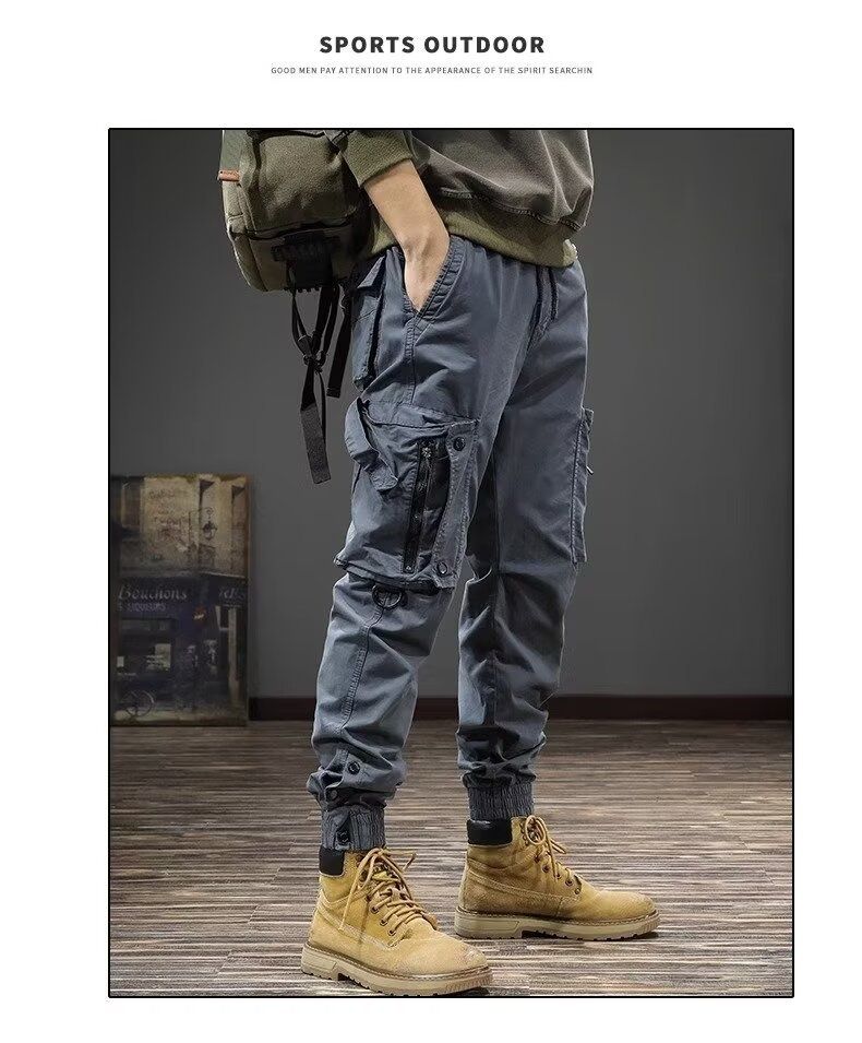 001 Chaolun - Pantalones deportivos multibolsillos para hombre, estilo americano, estilo cargo transfronterizo, para exteriores, estilo paracaidista_voghion.com