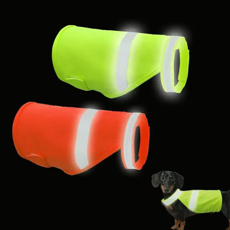 Heißer Verkauf Fluoreszierende Hundekleidung Für Große Hunde Nacht Reflektierende Sicherheitsbekleidung Sommer Haustier Atmungsaktive Weste_voghion.com
