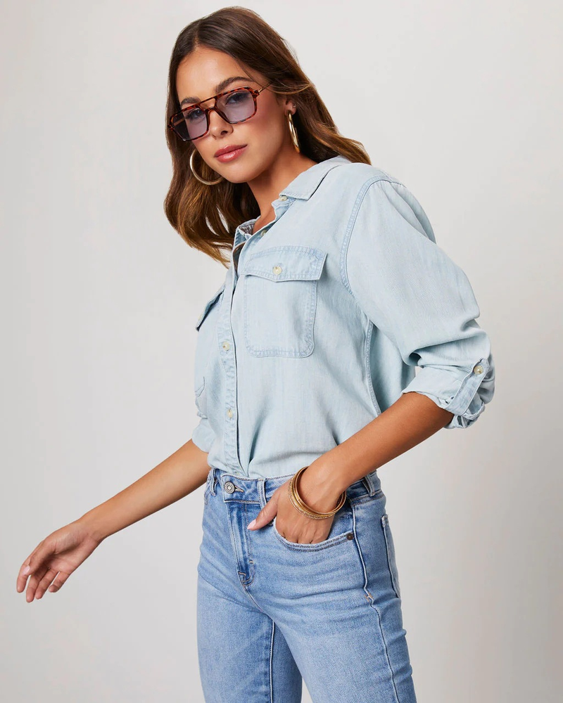 Denim de manga larga para mujer, informal, con solapa, un solo pecho, otoño_voghion.com