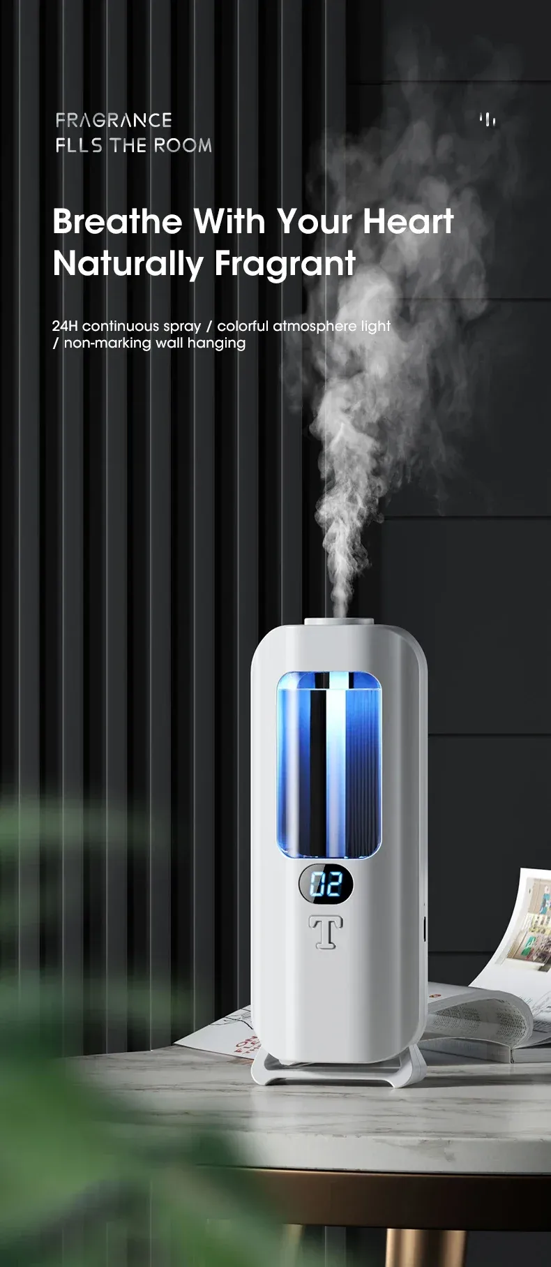 Diffusore aromatico ricaricabile, 5 modalità, diffusore di oli essenziali, diffusore di profumi fatto in casa per la casa, l'auto e la stanza_voghion.com