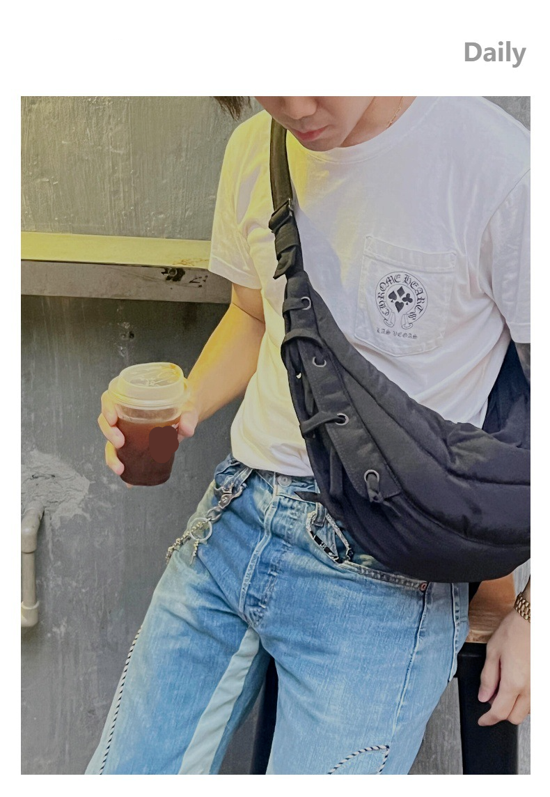 Small medium-sized crossbody shoulder nylon washed material, men's and women's chest bag, for niche dumplings, cow_voghion.com