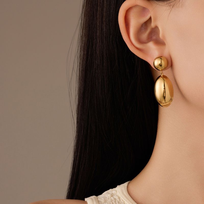 New Glossy Hollow Stainless Steel Earrings Ball Love Pendant Retro High End Titanium Steel Earrings_voghion.com