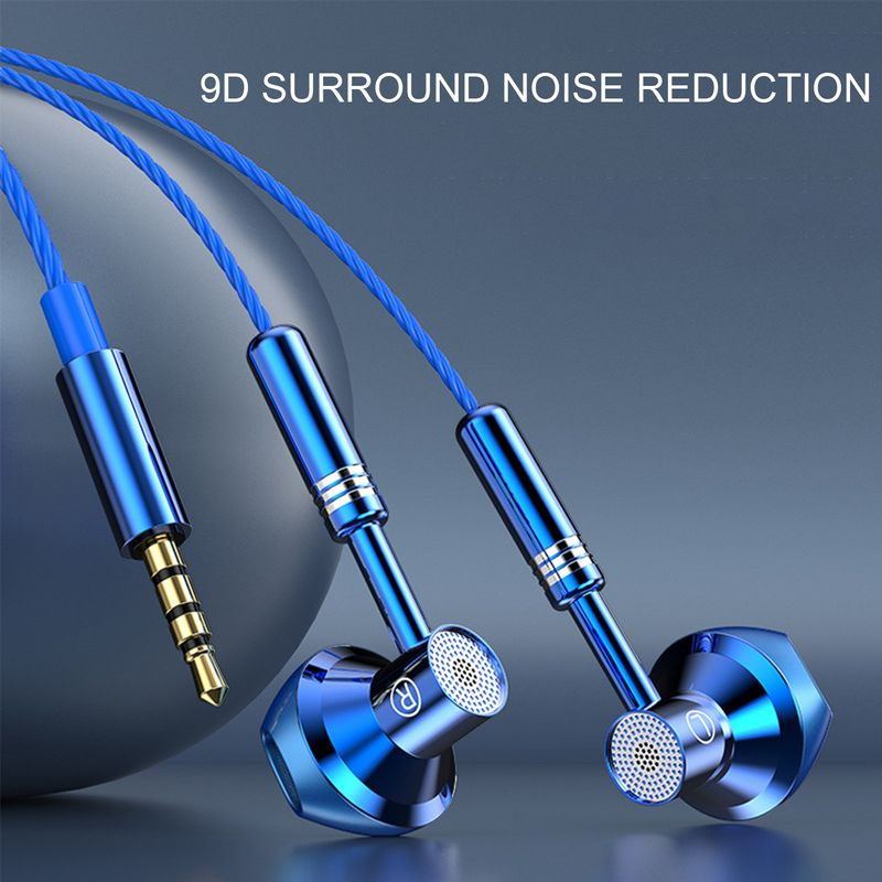 Wired Earbuds Ergonomic Heavy Bass In-ear 1.2m Metal 3.5mm Wire Control Earphones for Music_voghion.com