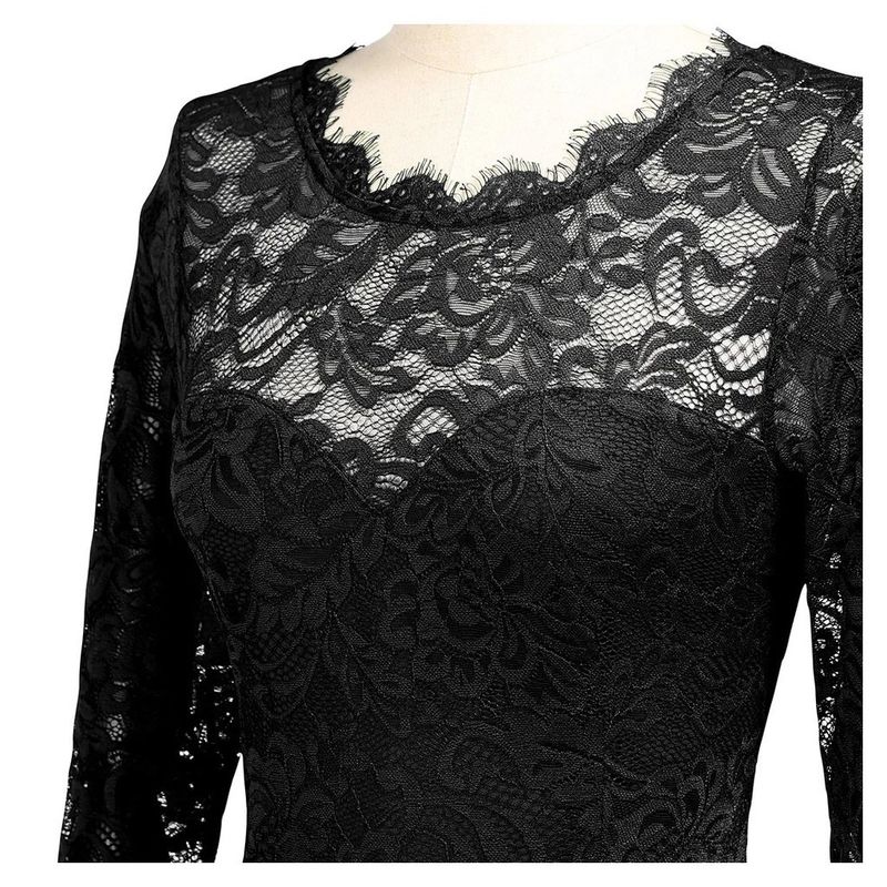 Abbigliamento Donna Abito in Chiffon Girocollo Pizzo Abito Lungo Abito da Sera per Donna_voghion.com