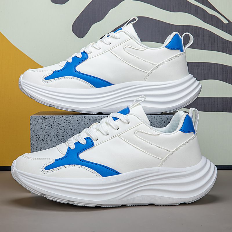 Unbeatable Quality Black Men's With Leather Surface, Soft Shock-absorbing, Casual Sports Thick Sole, Dad Versatile, Student Running Shoes,_voghion.com