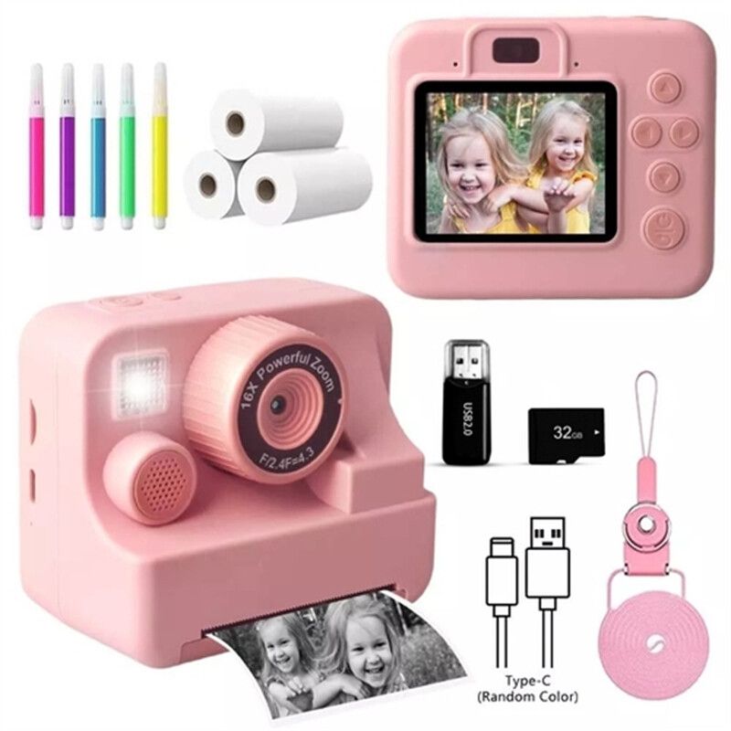 Kids Camera Video Recorder 1080P LCD Mini Toy Digital Children Cam Instant Print_voghion.com