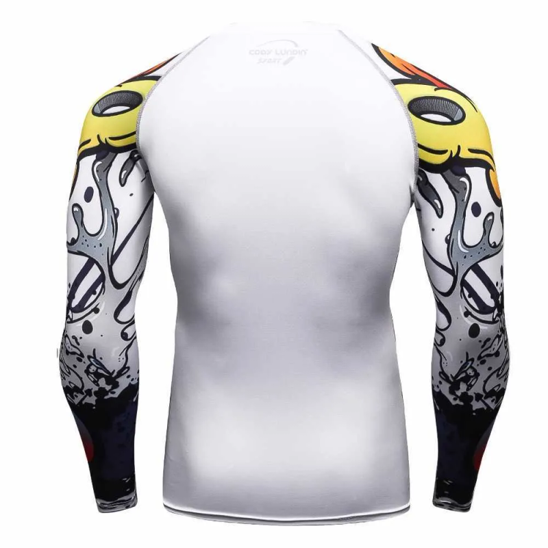 T-shirt da uomo MMA Compressione Rashguard Fiess Maniche lunghe Strato base Pelle attillata Sollevamento pesi Uomo Palestra Corsa_voghion.com