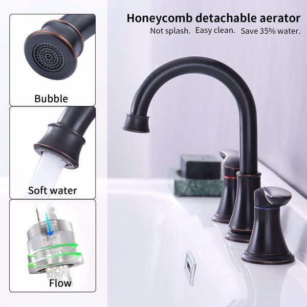 2-Handle 8 inch Widespread Bathroom Sink Faucet Oil-Rubbed Bronze Lavatory Faucet_voghion.com