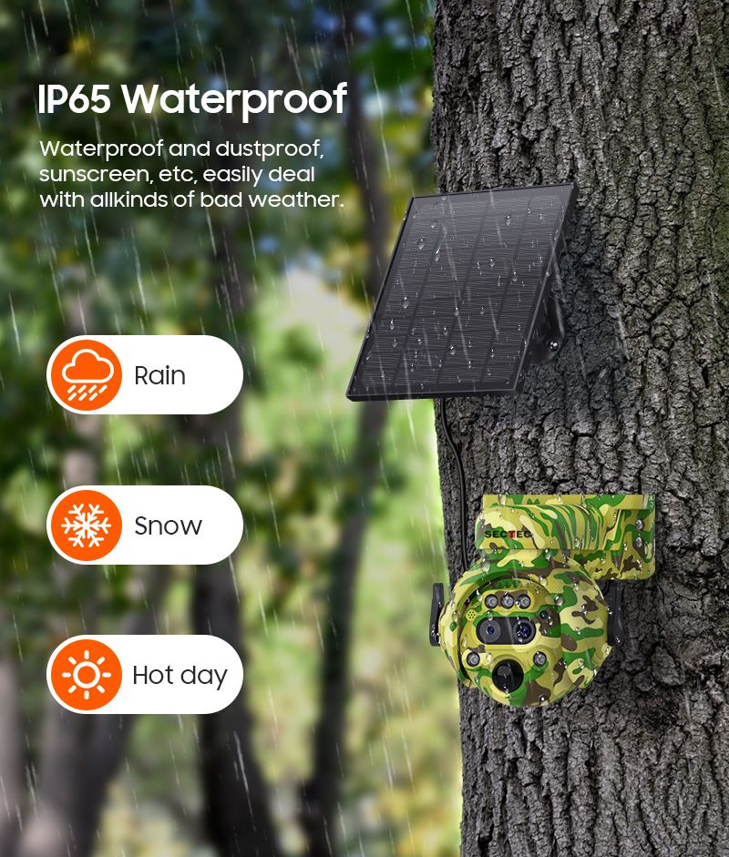 Zewnętrzna kamera monitorująca Solar 4G Kamuflaż Kolor 4G Maszyna do piłek monitorujących Niskie zużycie energii Monitorowanie słoneczne_voghion.com