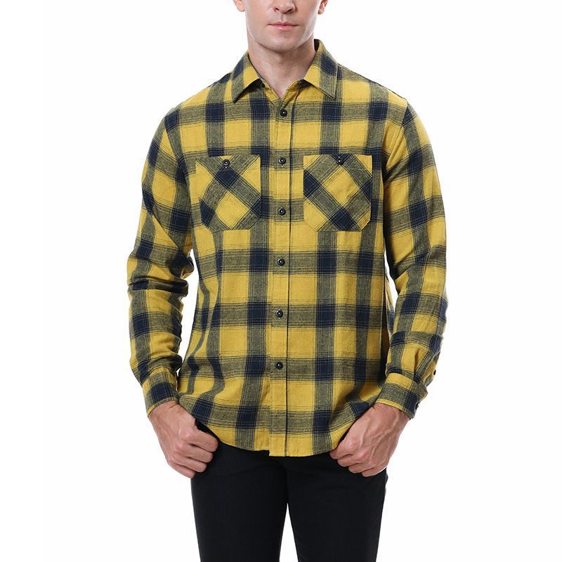 camicia calda da uomo in flanella scozzese 8103_voghion.com