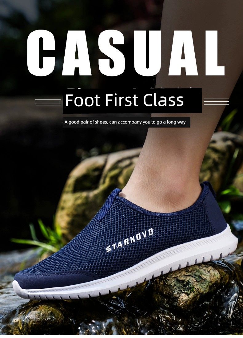 Double Star Summer Breathable Comfortable Mesh Men's Sneaker Slip-on Lightweight Old Beijing Cloth Shoes_voghion.com