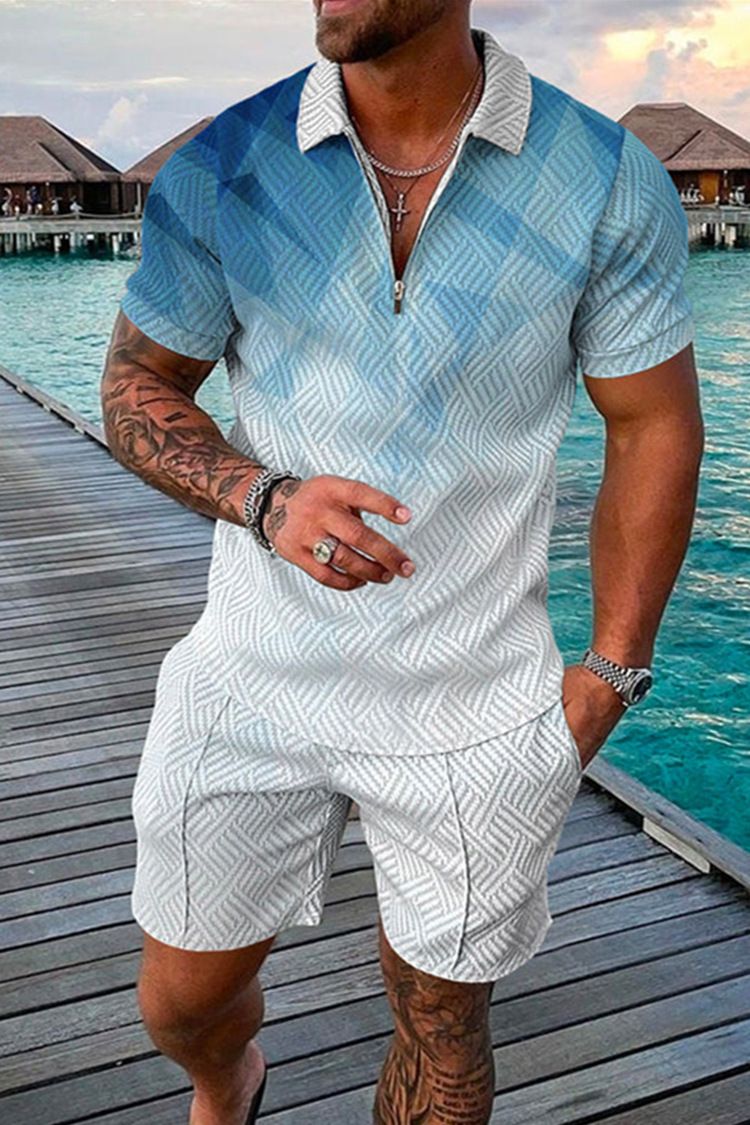 Polo da uomo 3D con stampa a catena | Completo a maniche corte slim fit_voghion.com