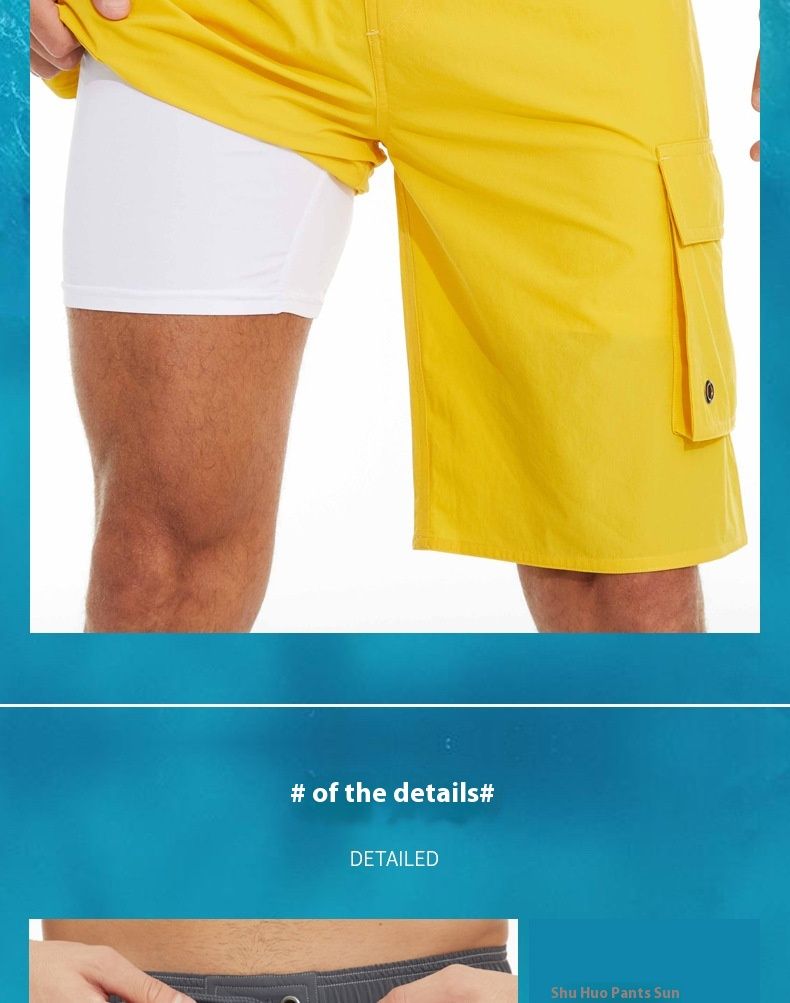 Calça de praia de verão, jogger, sólida, joelho, casual, confortável, shorts ao ar livre, masculino, dupla face, com lateral_voghion.com