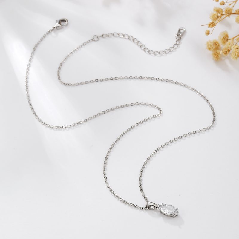 Collana con ciondolo in zircone in oro vero placcato in rame K, semplice catena per clavicola, regalo per fidanzata, collana da sposa_voghion.com