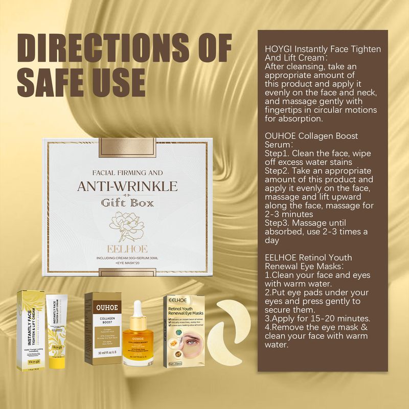 EELHOE Geschenkbox zur Gesichtspflege, feuchtigkeitsspendendes und feuchtigkeitsspendendes Pflege- und Lotionsset zur Verjüngung der Gesichts- und Augenhaut_voghion.com