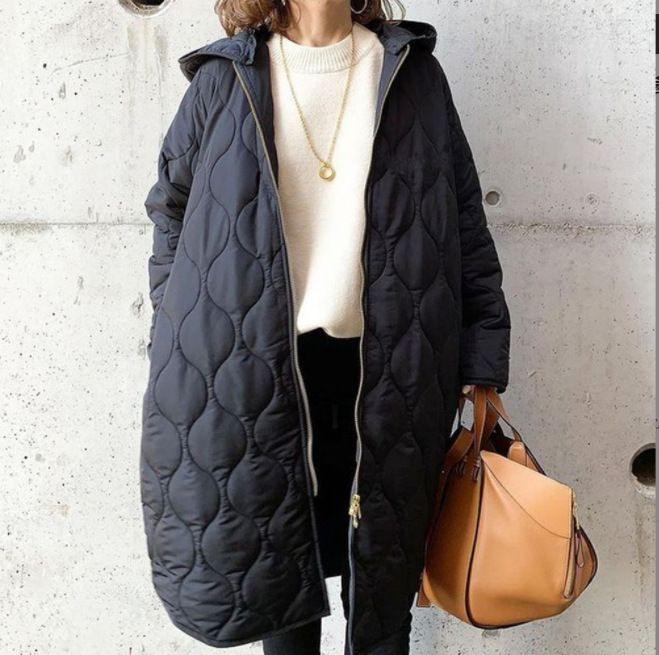 Gesteppte Pufferjacke mit abnehmbarer Kapuze für Damen, Streetwear-Langarmmantel im Rautenstich-Design (Schwarz, Marineblau, Armeegrün)_voghion.com