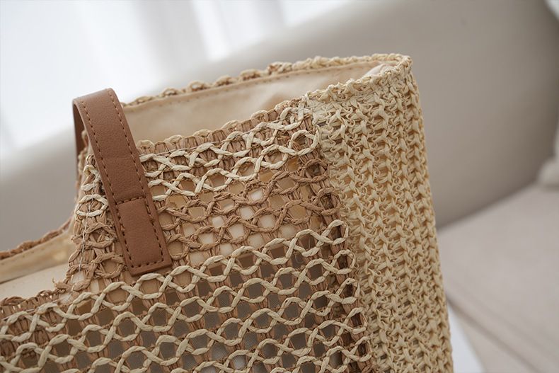 Borse da donna Nuova borsa a tracolla in paglia cava Grande capacità Borsa versatile intrecciata Borsa casual da pendolare Borsa da vacanza al mare_voghion.com
