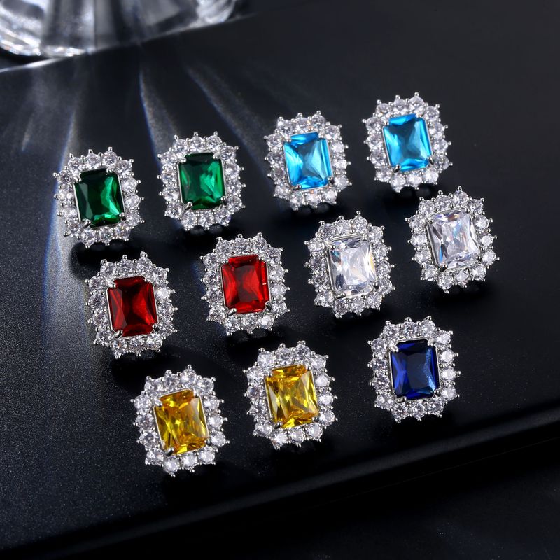 Joseph Schmuck Heißer Intarsien Zirkon Platz Antike Ohrringe Bunte Zirkon Ohrringe_voghion.com