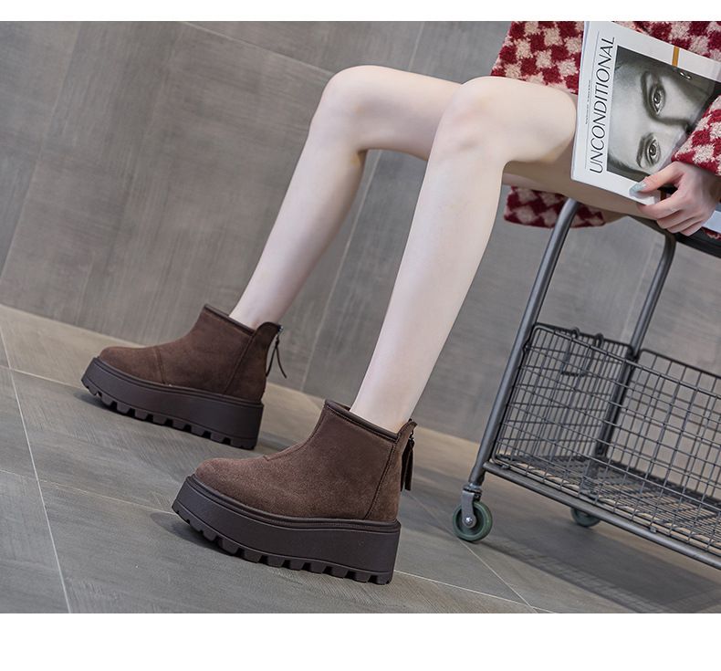 Stivali da neve in stile europeo per donna, stile casual invernale 2025, versatili, bassi, con suola spessa, in pile spesso, caldi e corti_voghion.com