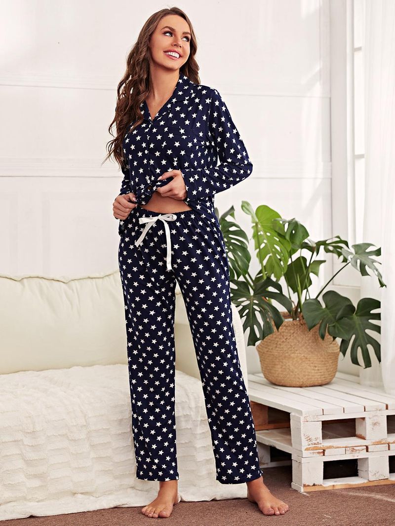 Damen-Pyjama-Set mit langen Ärmeln und Hosen für Frühling und Herbst, geeignet für den Außenbereich_voghion.com